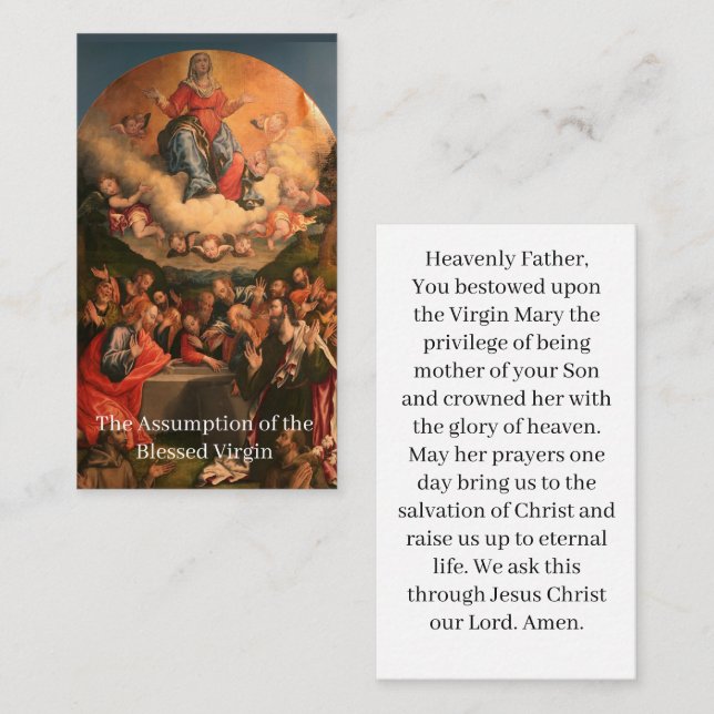 L'Assomption de la Sainte Carte de prière Vierge (Devant / Derrière)