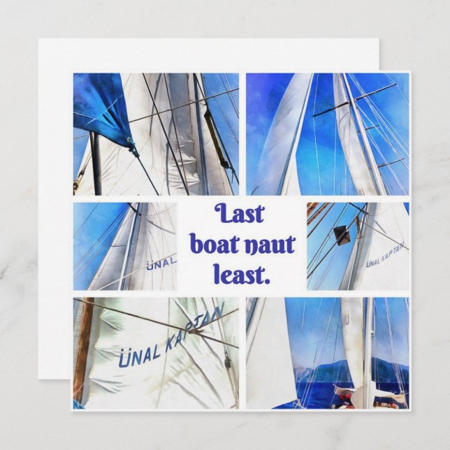 Last Boat Naut Least Pun Artistic White Sails Save The Date (Front/Back)