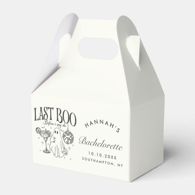 Last Boo Before I Do Bachelorette Halloween Party Favor Box (Front Side)