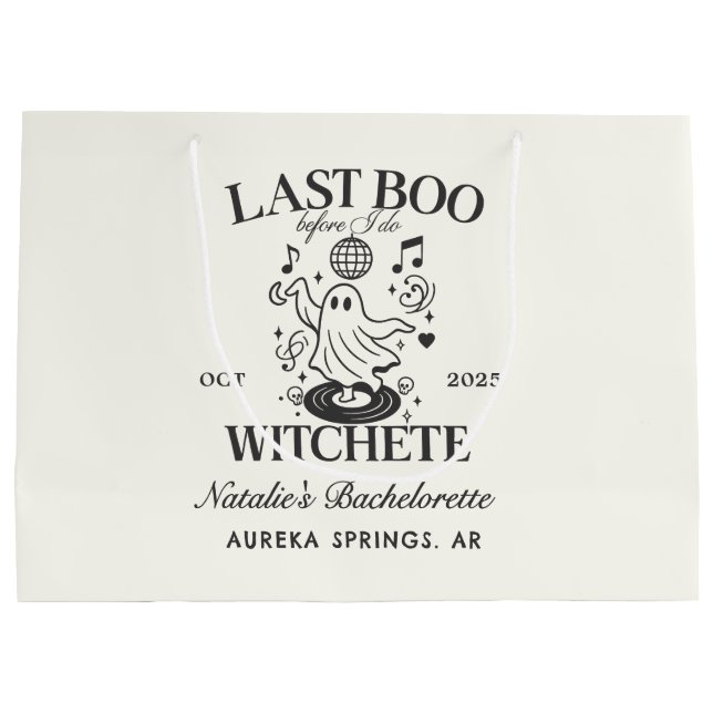 Last Boo Before I Do Bachelorette Halloween Party Large Gift Bag (Back)