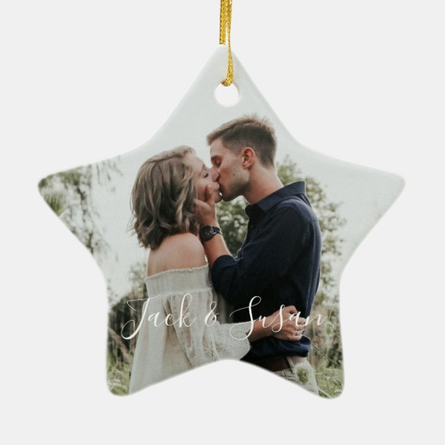 last christmas as Mr and Miss christmas Ceramic Or Ceramic Ornament (Back)