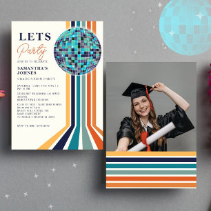 Last Dance Retro Graduation Party Photo Invitation