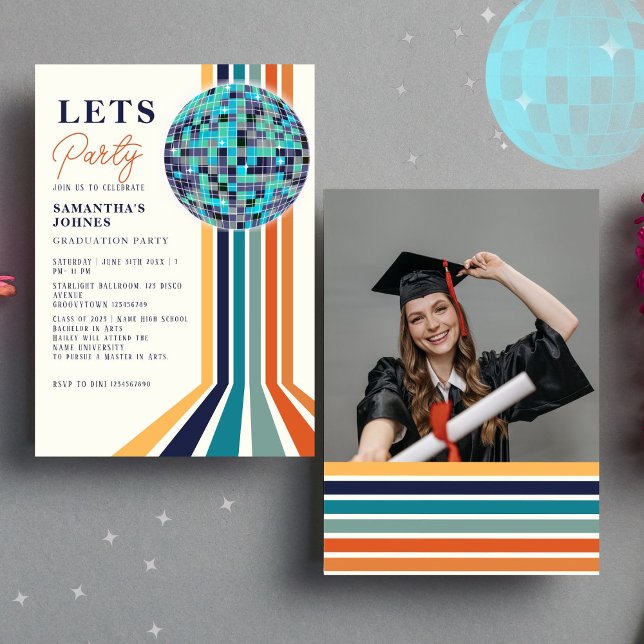 Last Dance Retro Graduation Party Photo Invitation (Creator Uploaded)