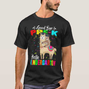 Last Day Goodbye Pre K Hello Kindergarten Llama Sl T-Shirt