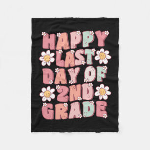 Last Day Of 2nd Grade Cute Groovy Second Grade Tea Fleece Blanket