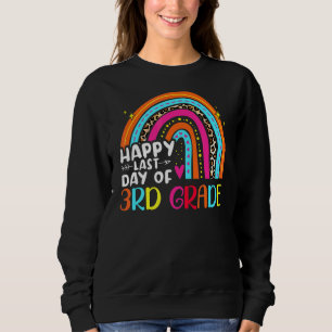 Last Day Of 3rd Grade Teacher Leopard Rainbow Grad Sweatshirt