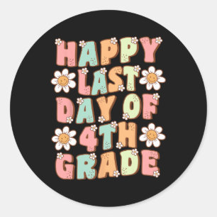 Last Day Of 4th Grade Cute Groovy Fourth Grade Tea Classic Round Sticker