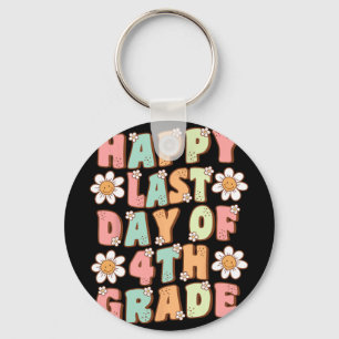 Last Day Of 4th Grade Cute Groovy Fourth Grade Tea Keychain