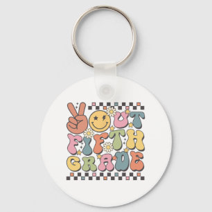 Last Day Of 5th Grade Groovy Peace Out Fifth Grade Keychain