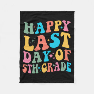 Last Day Of 5th Grade Last Day Of School Groovy Fleece Blanket