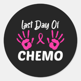 Last Day of Chemo Handprint Breast Cancer Classic Round Sticker
