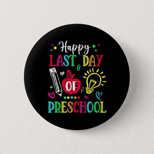 Last Day Of Preschool Hello Summer Graduation Gift 2 Inch Round Button (Front)
