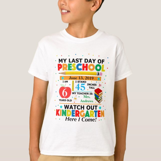 Last Day of Preschool Kids T-shirt (Front)
