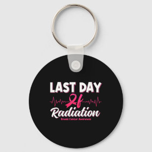 Last Day Of Radiation Heartbeat Breast Cancer Awar Keychain