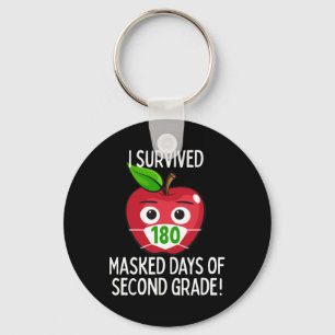 Last Day Of School 180 Masked Days Of Second Grade Keychain