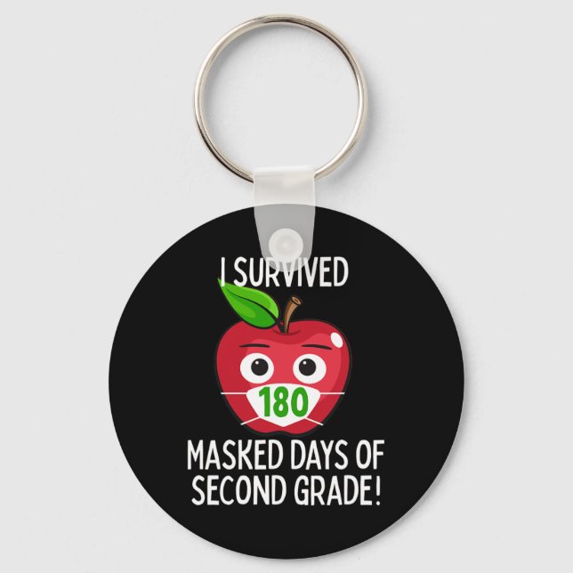 Last Day Of School 180 Masked Days Of Second Grade Keychain (Front)