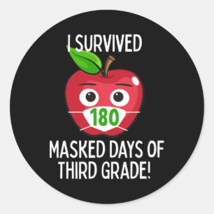 Last Day Of School 180 Masked Days Of Third Grade Classic Round Sticker