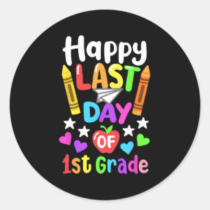 Last Day Of School 1st Grade Cl Of 2024 Kids  Classic Round Sticker