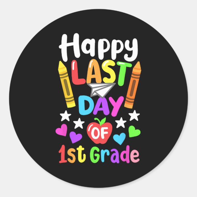 Last Day Of School 1st Grade Cl Of 2024 Kids  Classic Round Sticker (Front)
