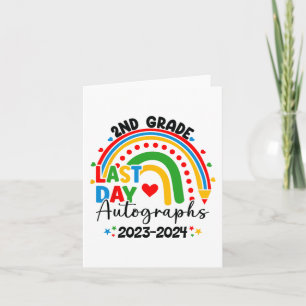 Last Day Of School Autograph 2nd Grade Graduation Card