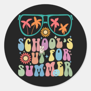 Last Day Of School Groovy School's Out For Summer Classic Round Sticker