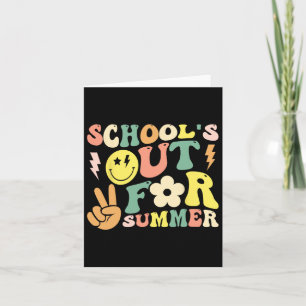 Last Day Of School Groovy Schools Out For Summer T Card
