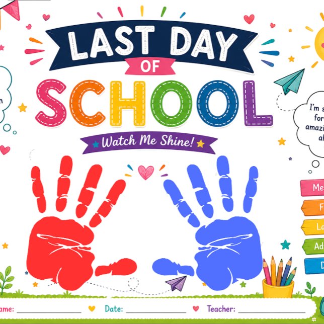 Last Day of School Handprint Craft | End of Year  Notepad (Creator Uploaded)