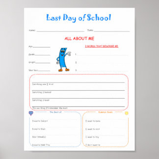 Last Day of School Interview Printable Download Poster