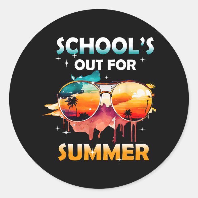 Last Day Of School Out For Summer Teacher Girls Bo Classic Round Sticker (Front)