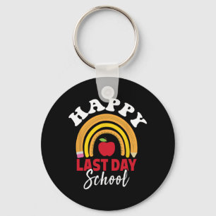 Last Day Of School Rainbow Leopard Teacher Student Keychain