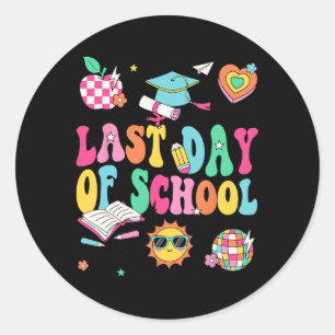 Last Day Of School Teacher Boy Girl Grad Hello Sum Classic Round Sticker