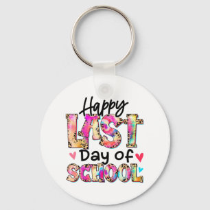 Last Day Of School Tie Dye Leopard Graduation Teac Keychain