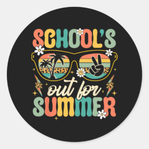 Last Day Of School's Out For Summer Teacher Boys G Classic Round Sticker