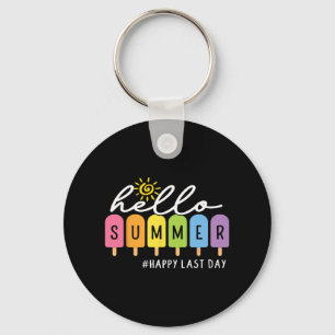 Last Day Teacher Kids Graduate Hello Summer Ice Cr Keychain