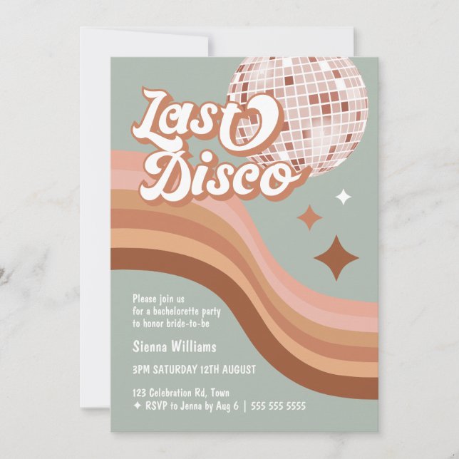 Last Disco 70's Groovy Retro Daisy Bachelorette  Invitation (Front)