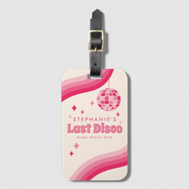 Last Disco Bachelorette Weekend Custom Luggage Tag (Front Vertical)