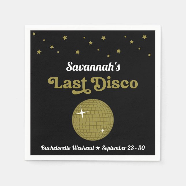 Last Disco Bride Bachelorette Party Groovy Retro Napkin (Front)
