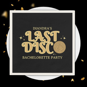 Last Disco Golden Retro 70s Bachelorette Party Napkin
