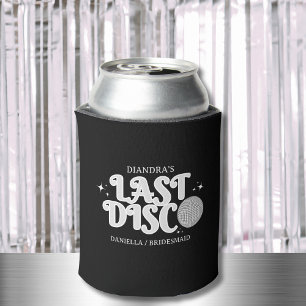 Last Disco Name Retro Silver 70s Bachelorette  Can Cooler