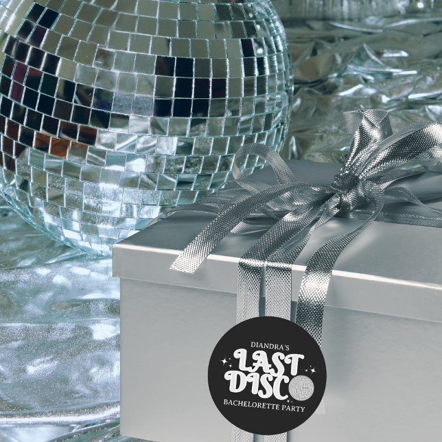 Last Disco Name Retro Silver 70s Bachelorette  Classic Round Sticker (Last Disco Name Retro Silver 70s Bachelorette Classic Round Sticker)