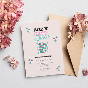 Last Disco Neon Pink Hens Party Invitation