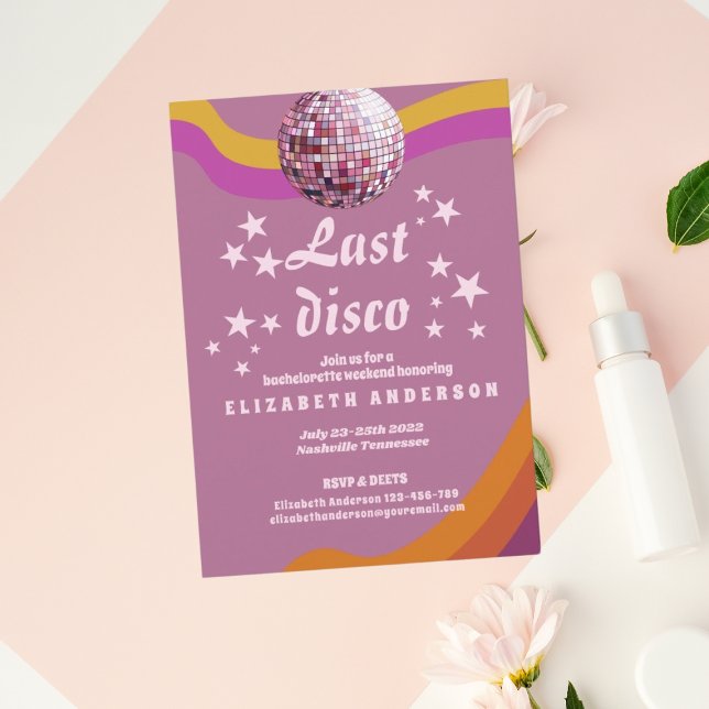 Last Disco Retro 70s Bachelorette Weekend Invitation (Creator Uploaded)