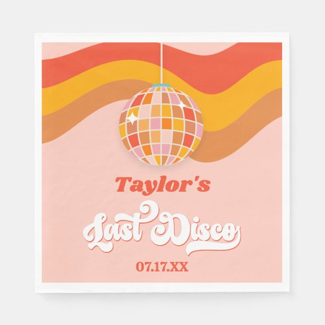 Last Disco Retro 70s Bachelorette Weekend Party Napkin (Front)