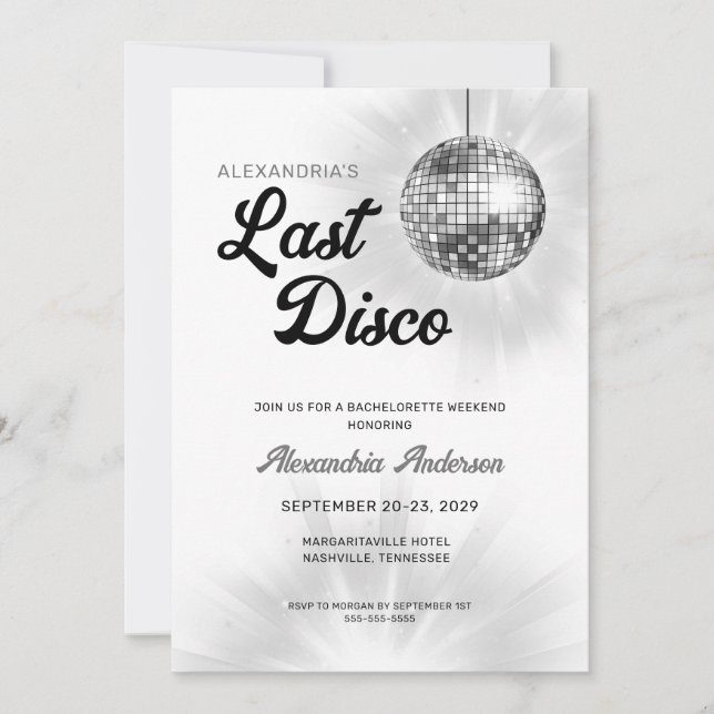 Last Disco Retro Bachelorette Weekend Party Invitation (Front)
