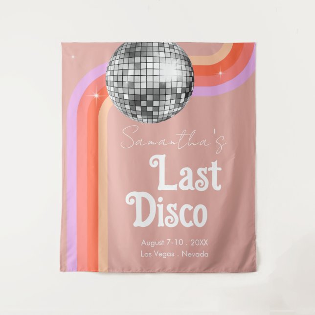 Last Disco Retro Pink Bachelorette Weekend Tapestry (Front)