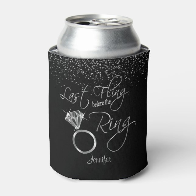 Last Fling before the Bling - Silver Can Cooler (Can Front)