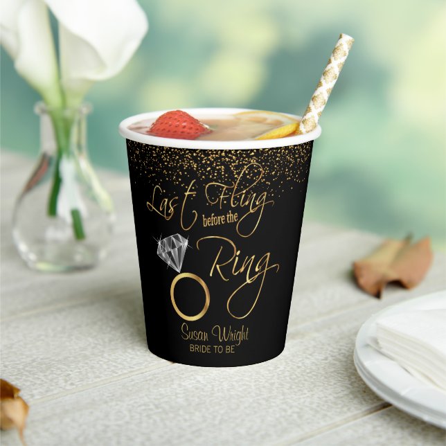 Last Fling Before the Ring Bachelorette - Gold Paper Cups (Insitu)