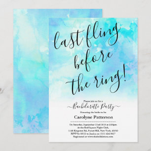 Last Fling Before The Ring Bachelorette Party Invitation