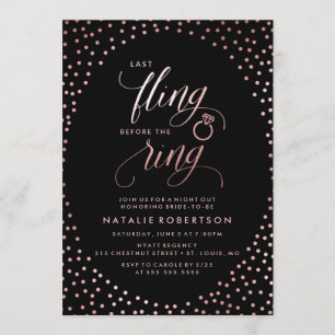 Last Fling Before The Ring   Bachelorette Party Invitation