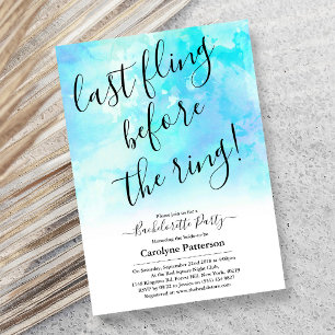 Last Fling Before The Ring Bachelorette Party Invitation